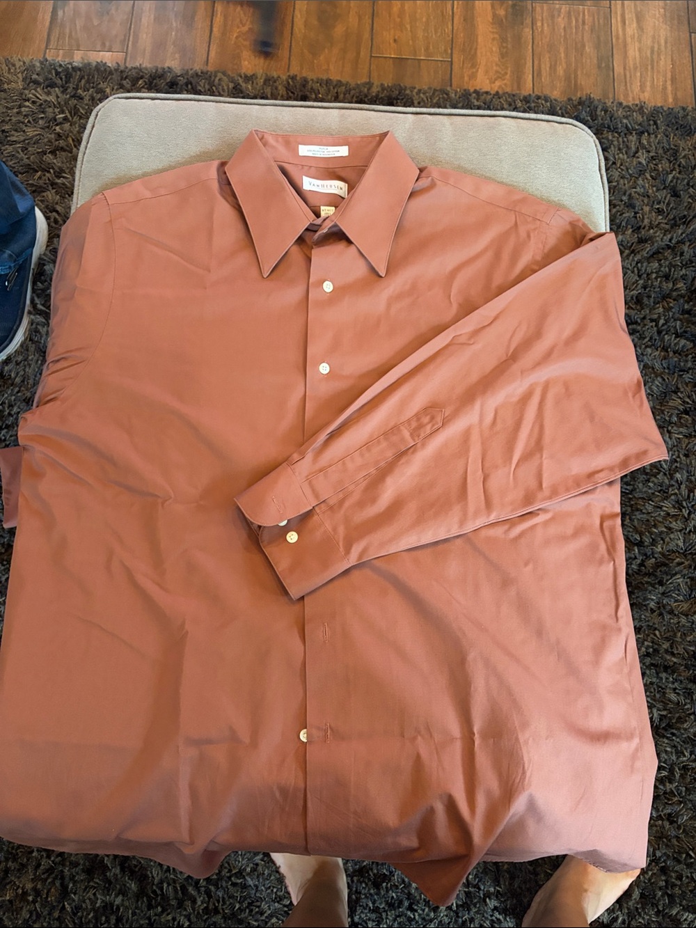 Van Heusen Men's Rust Brown Long-Sleeve Dress Shirt